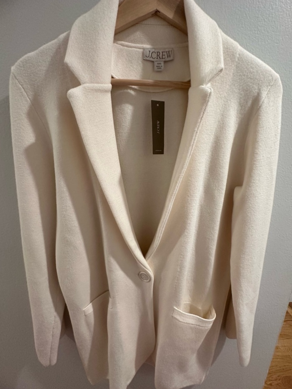 J. Crew Cecile Relaxed sweater blazer Cream Merino Wool Blend Size XXS BF013 NWT